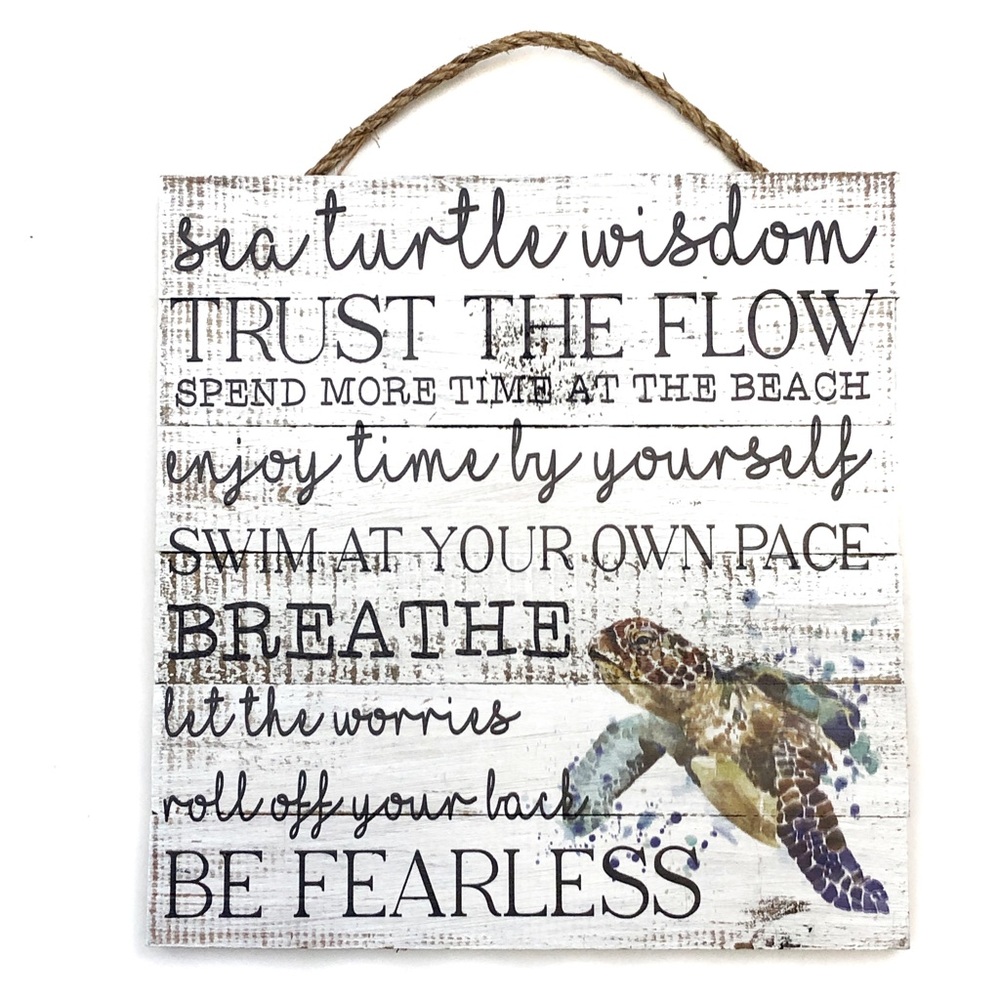 Sea Turtle Wisdom Rustic Graphic Wood Wall Sign